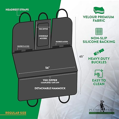Miniatura 2 de Plush Paws Products Funda de asiento trasero convertible de terciopelo  Costuras duraderas de diamante  Funda de asiento trasero lavable e