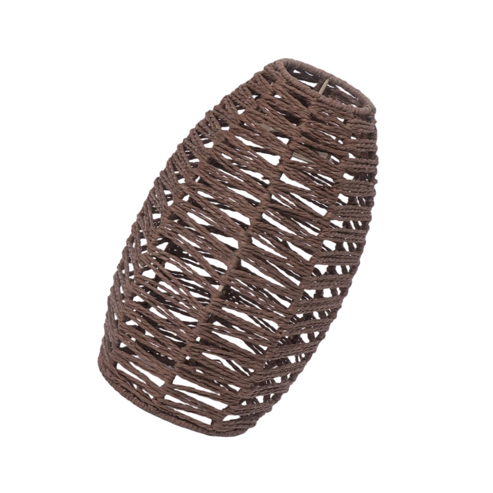 Hsioluted Xh22014 Brown Imitation Rattan Lampshade Hand Weaved Rope Chandelier Lampshade Hanging Light Covers Bedroom Living Room Decoration Hand Weaved Chandelier