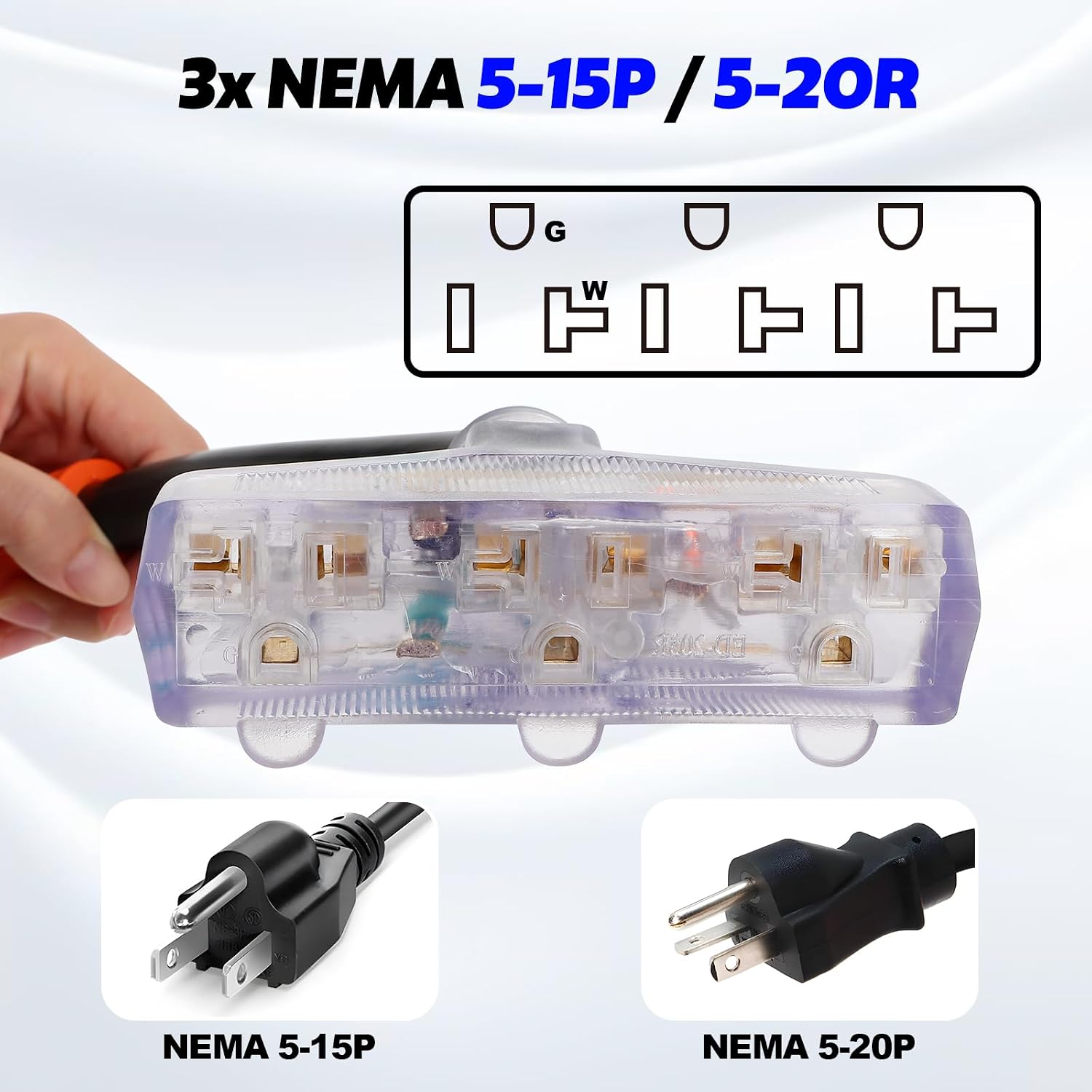 30 Amp to 15 Amp RV Adapter, NEMA TT-30P to 3X 5-15R / 5-20R Female RV Power Adapter with Grip Handle, Durable and Safe ETL Listed 30amp to 110 Adapter, Heavy Duty 13 inch 30 Amp Generator Cord