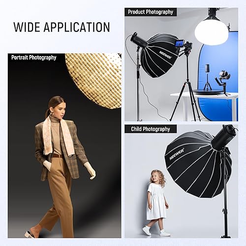 Miniatura 7 de NEEWER 33.5"85cm Softbox parabólico hexadecágono, instalación rápidaplegable como paraguas con montaje Bowens, plato de belleza de