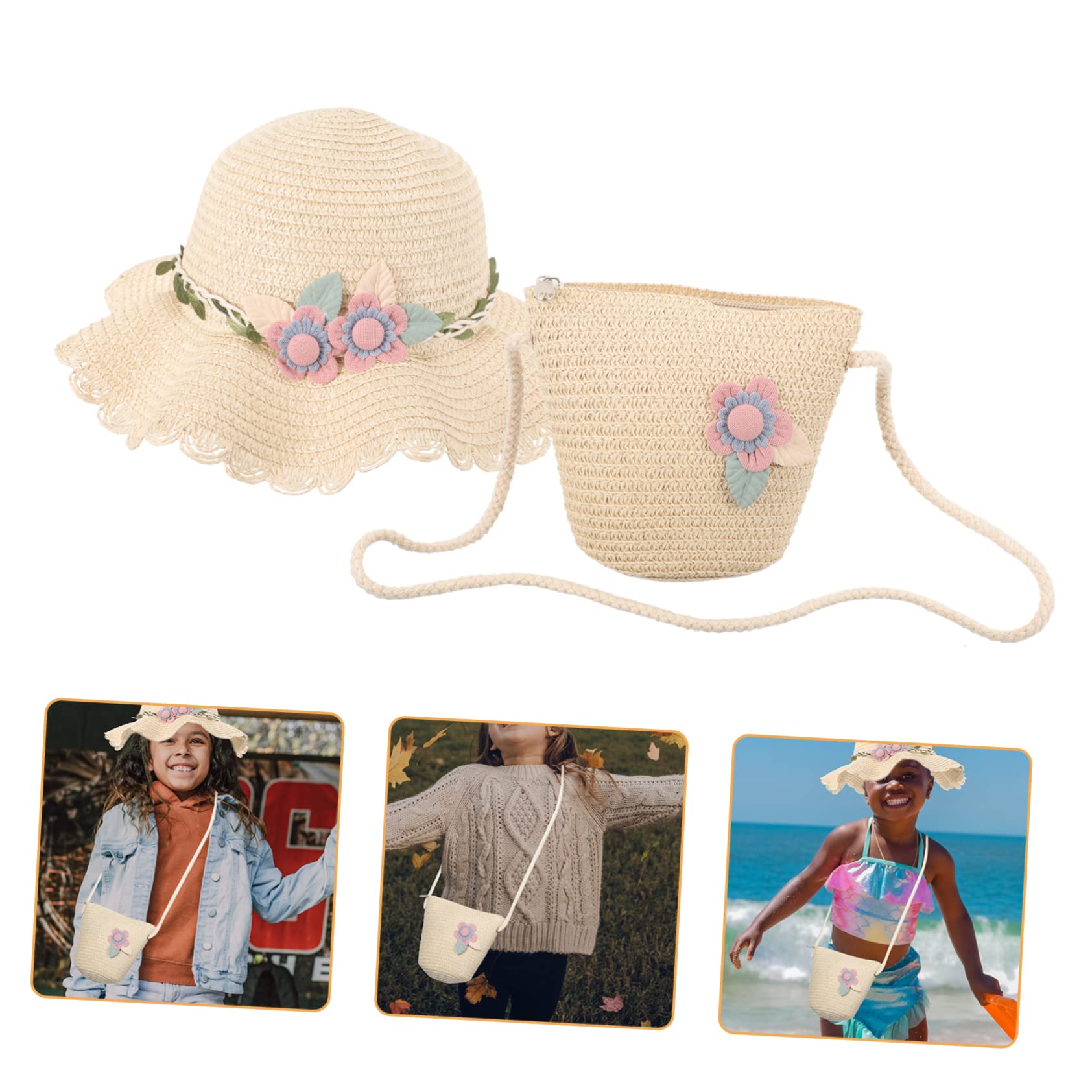 BESPORTBLE Strandhut für Mädchen Sonnenhut Strohhüte für kleine Mädchen Cowgirl-Hut Kappe Strohhut strohhüte für Sommermützen für Mädchen -Mädchen-Einkaufstasche