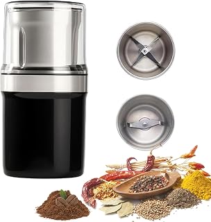 Electric Spice Grinder, 100g Coffee Grinder With 2 Stainless Containers, Removable And Easy To Clean, Portable Seed Core For Coffee Beans, Spices, Nuts, Cereals