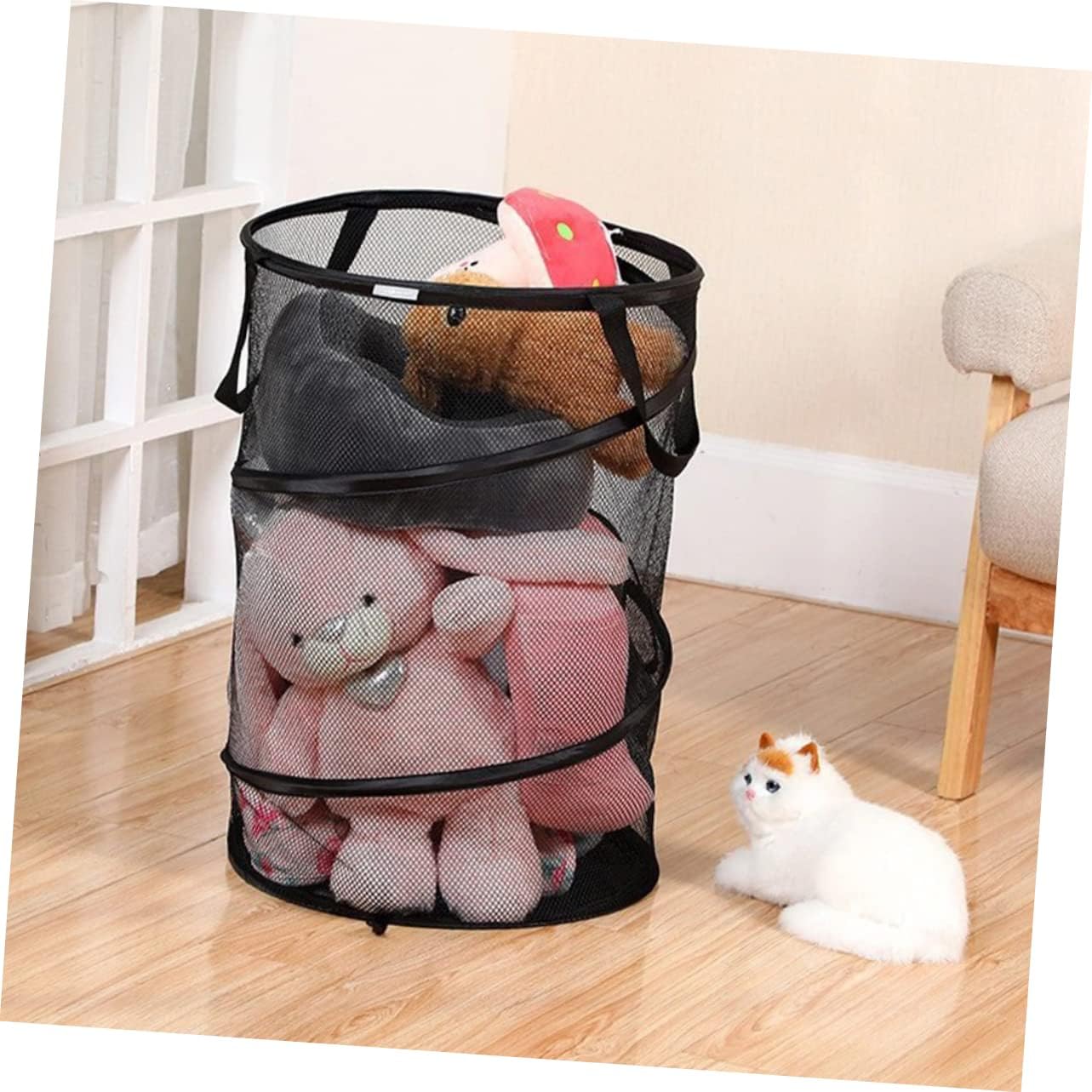 Alipis Foldable Large Capacity Mesh Laundry Basket for Dirty Clothes Storage Versatile Container for Home Dorm and Bedroom Use Space-saving Design Black