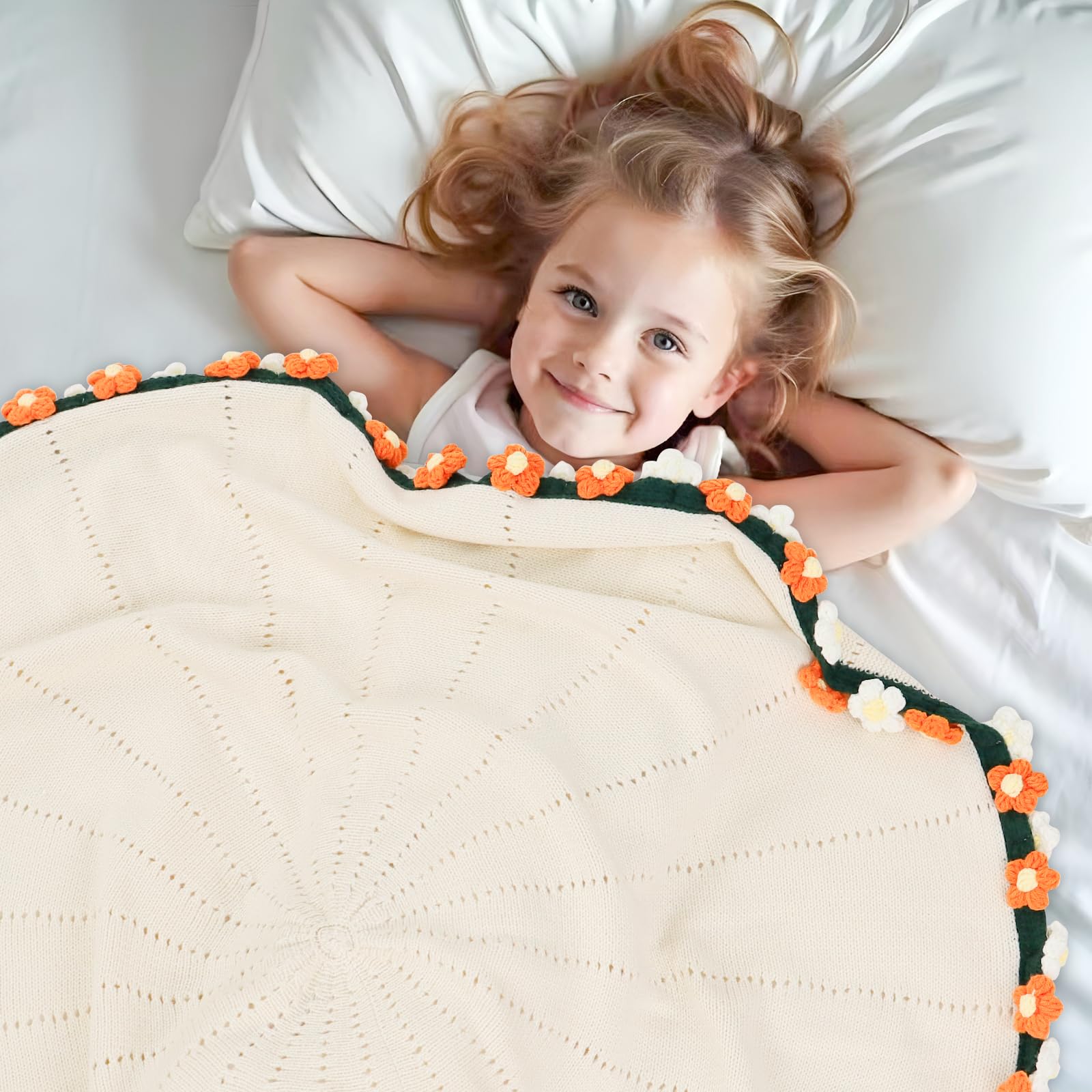 Amazon｜デイジーかぎ針編みフラワーブーケブランケット-ハンドメイド