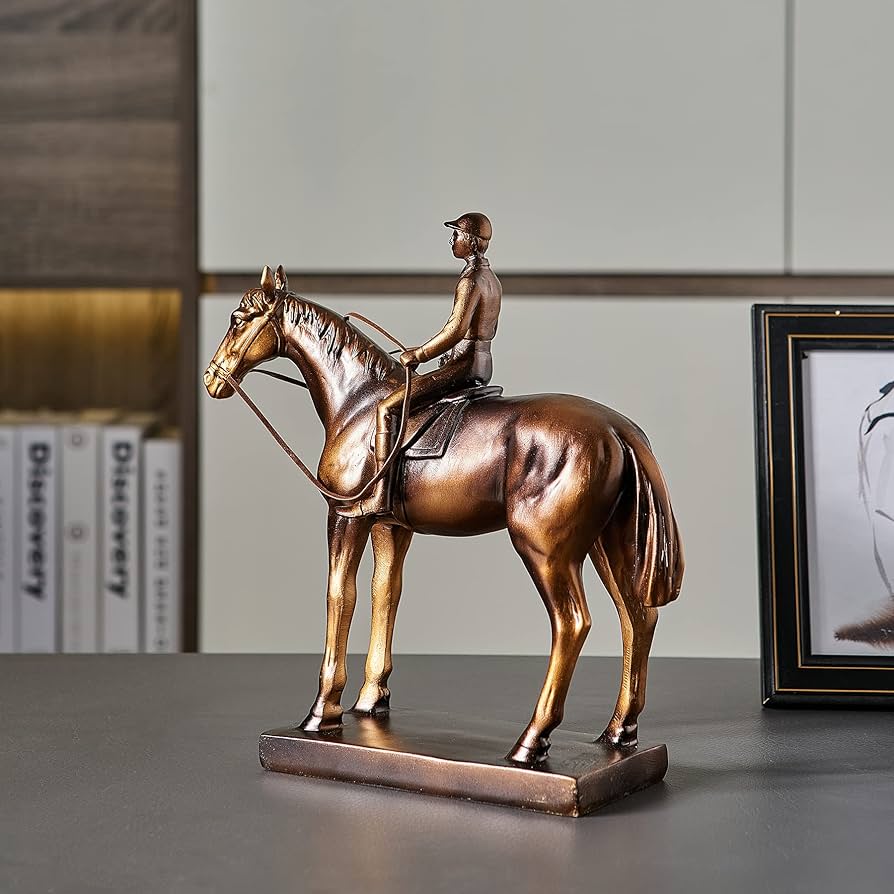 木彫　馬乗り 彫刻 木彫り 馬 リアルな表現 木製 置物 オブジェ インテリア