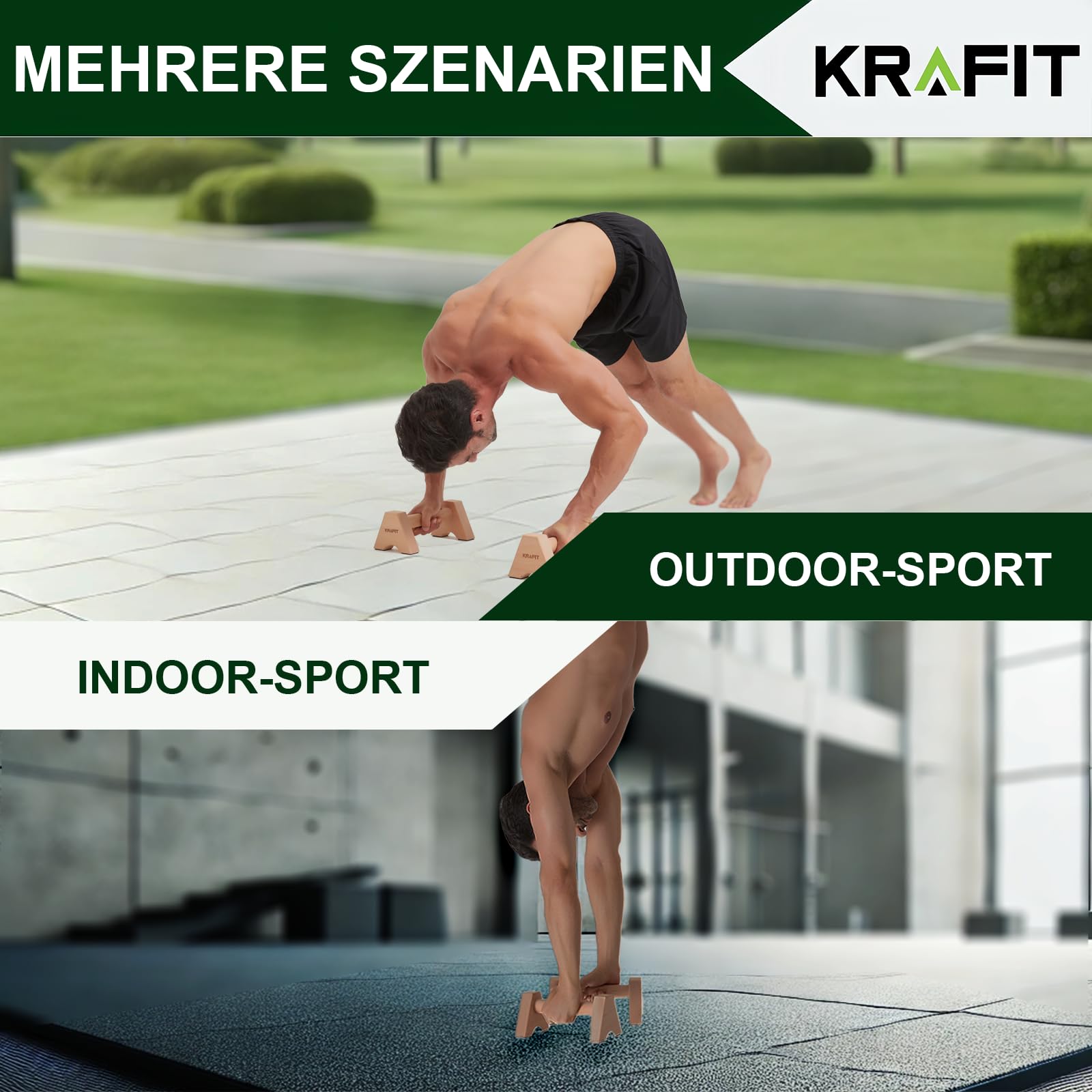 Maniglie per flessioni – 2 x barre in legno antiscivolo e per le articolazioni – Attrezzatura Calisthenics per allenamento domestico e outdoor – Ideale per poggiapolsi e flessioni