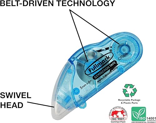 Miniatura 7 de Fullmark Cinta adhesiva permanente de doble cara, rodillo de pegamento adhesivo para manualidades, 5 unidades + cinta correctora gratis D, 10