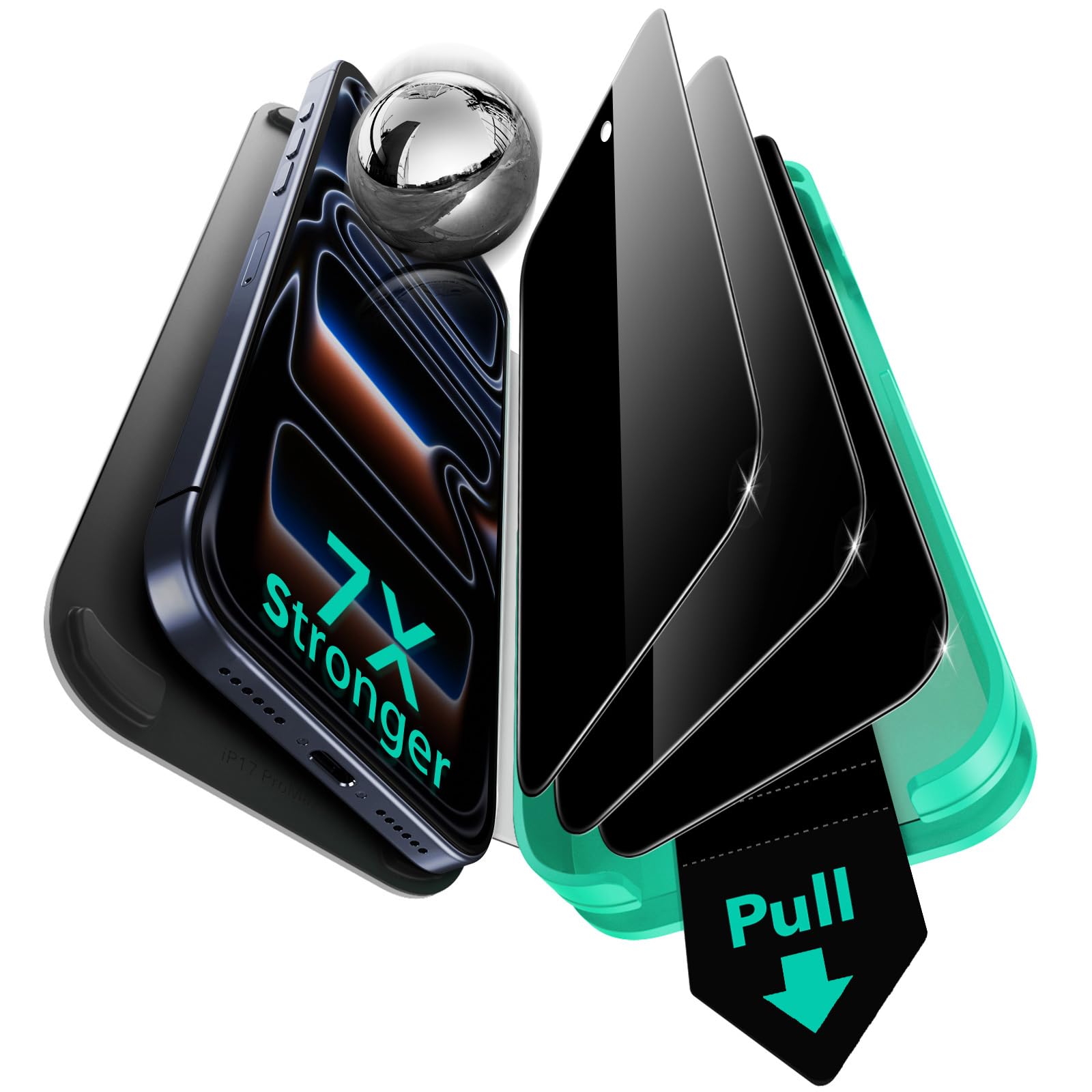 ESR Privacy Pellicola per iPhone 17 Pro Max, Vetro temperato 9H, Livello militare, Rivestimento anti-riflesso, Protezione della privacy, serie Armorite Ultra-Tough con supporto Ultra Fit, 3 Pezzi