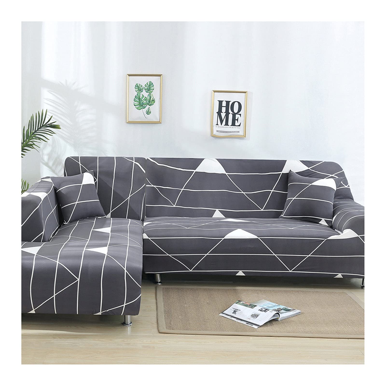Housses de canapé 3 places extensibles 190-230cm imprimé triangle