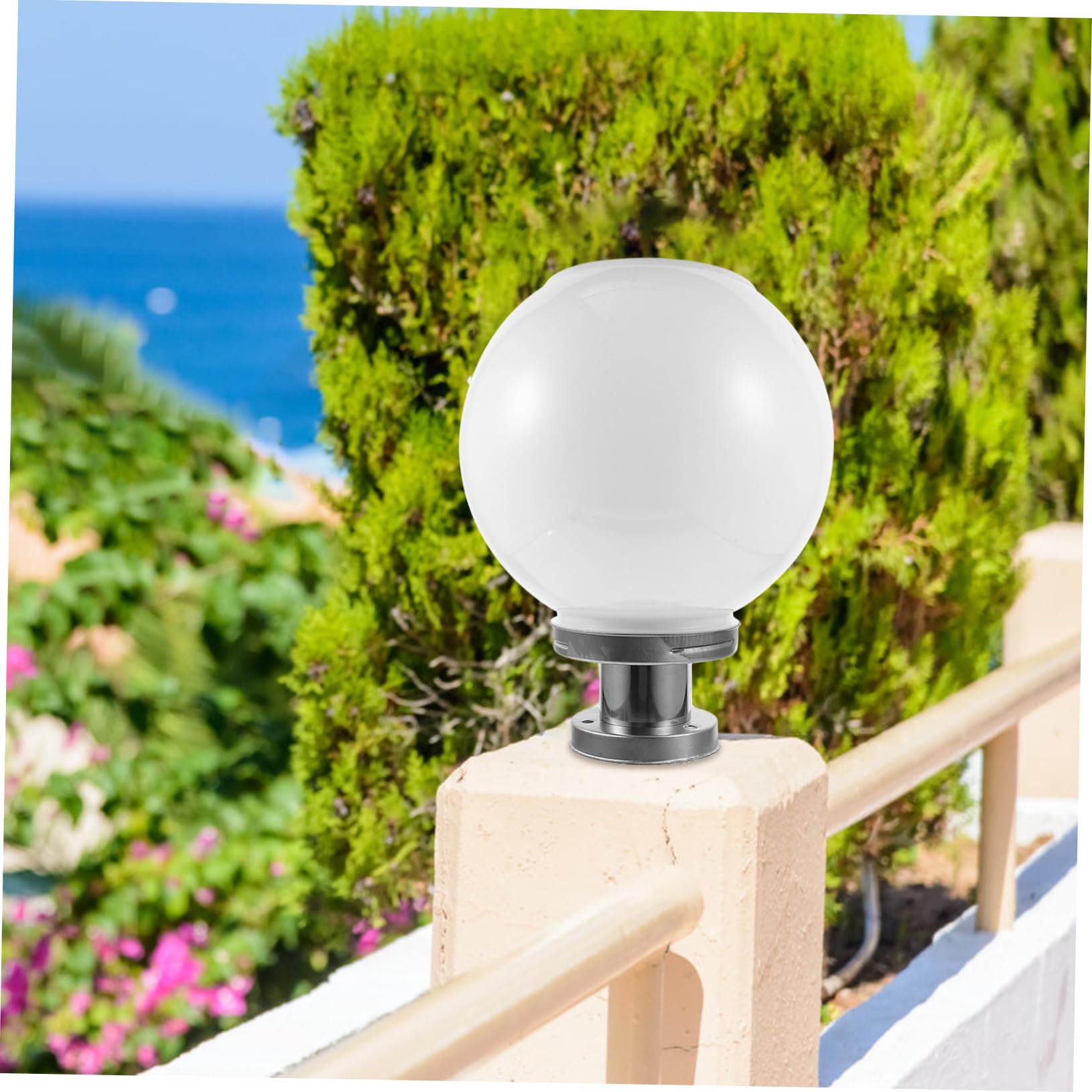 VILLCASE Lampada Solare da Esterno a Sfera Bianca per Cortile Alimentazione Solare in Plastica per Illuminazione Giardino e Recinzione