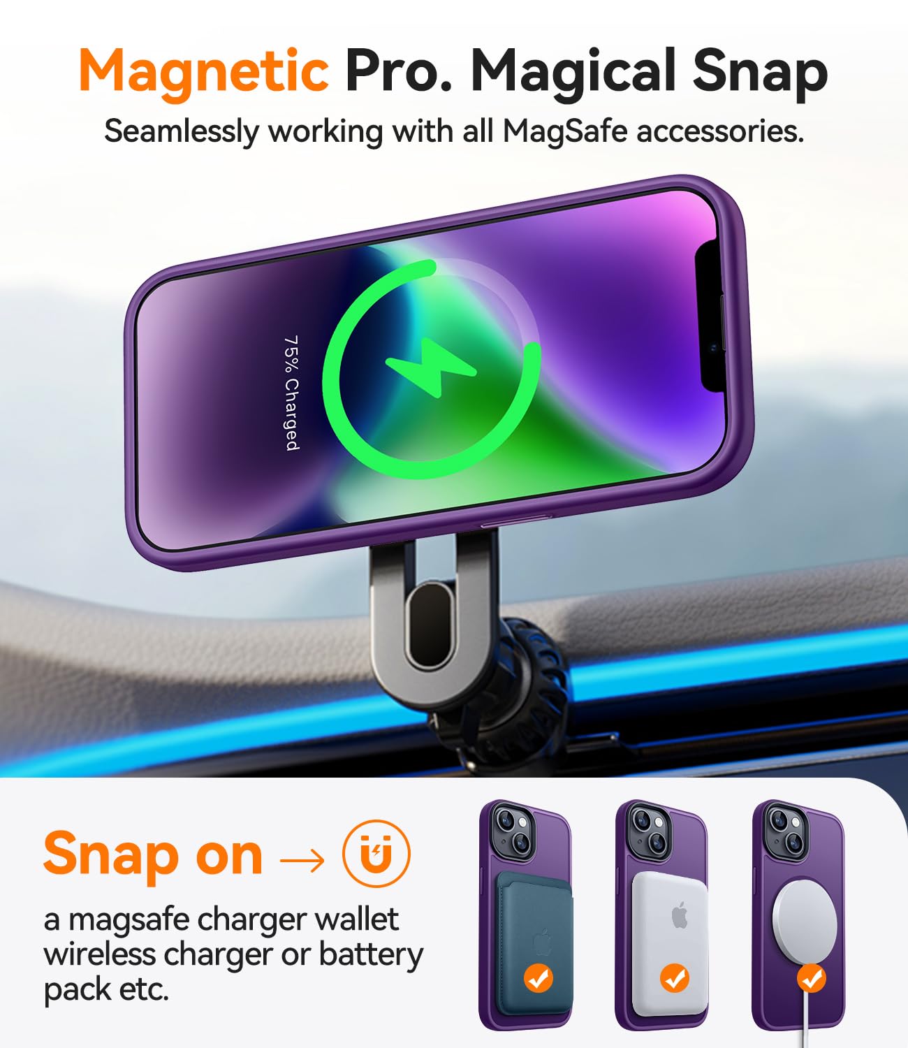 CANSHN Cover Magnetica Opaca per iPhone 13/14, [Compatibile con MagSafe] Custodia Traslucida Opaca Protettiva Sottile Antiurto 6,1 Pollici - Viola Scuro