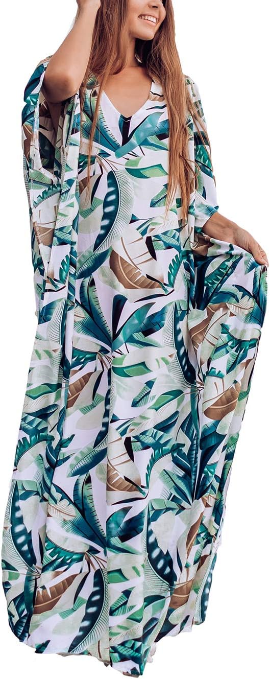 Eddoyee Loose Beach Kaftan Dresses for Women Caftan Swimsuit Cover Up