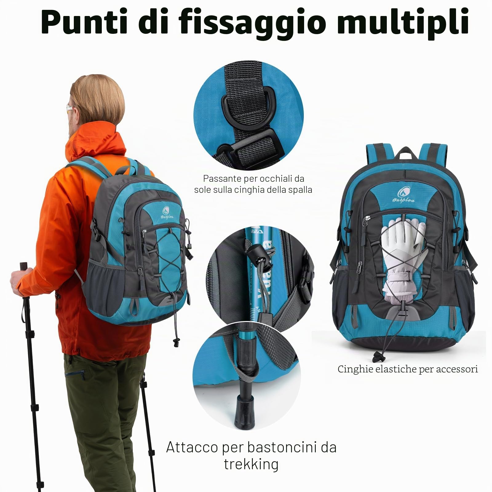 Zaino da trekking grande da 25 l, da uomo, leggero, da donna, impermeabile, da viaggio per il campeggio