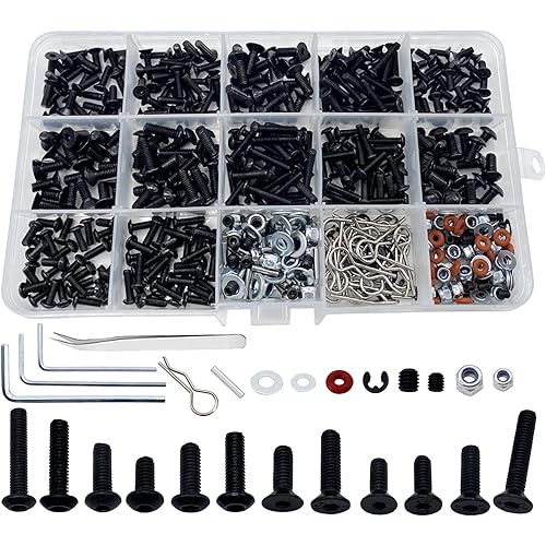 520pcs Universal RC Screw Kit Screws Assortment Set, Hardware Fasteners for Traxxas Redcat Arrma Axial RC4WD HSP HPI SCX10 Losi 1/8 1/10 1/12 1/16 Scale RC Crawler Cars Trucks