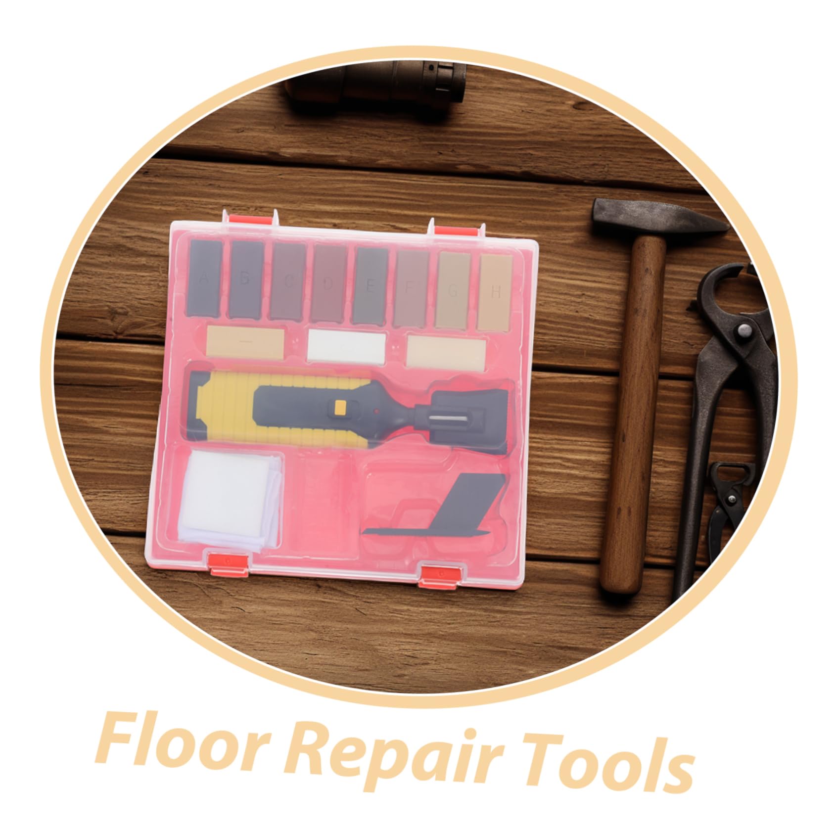 Housoutil Kit Reparación Madera Juego de Reparación de Suelos y Muebles, Cera para Pisos de Madera, Quita Rayones, 1 Set para Hogar y Uso Comercial