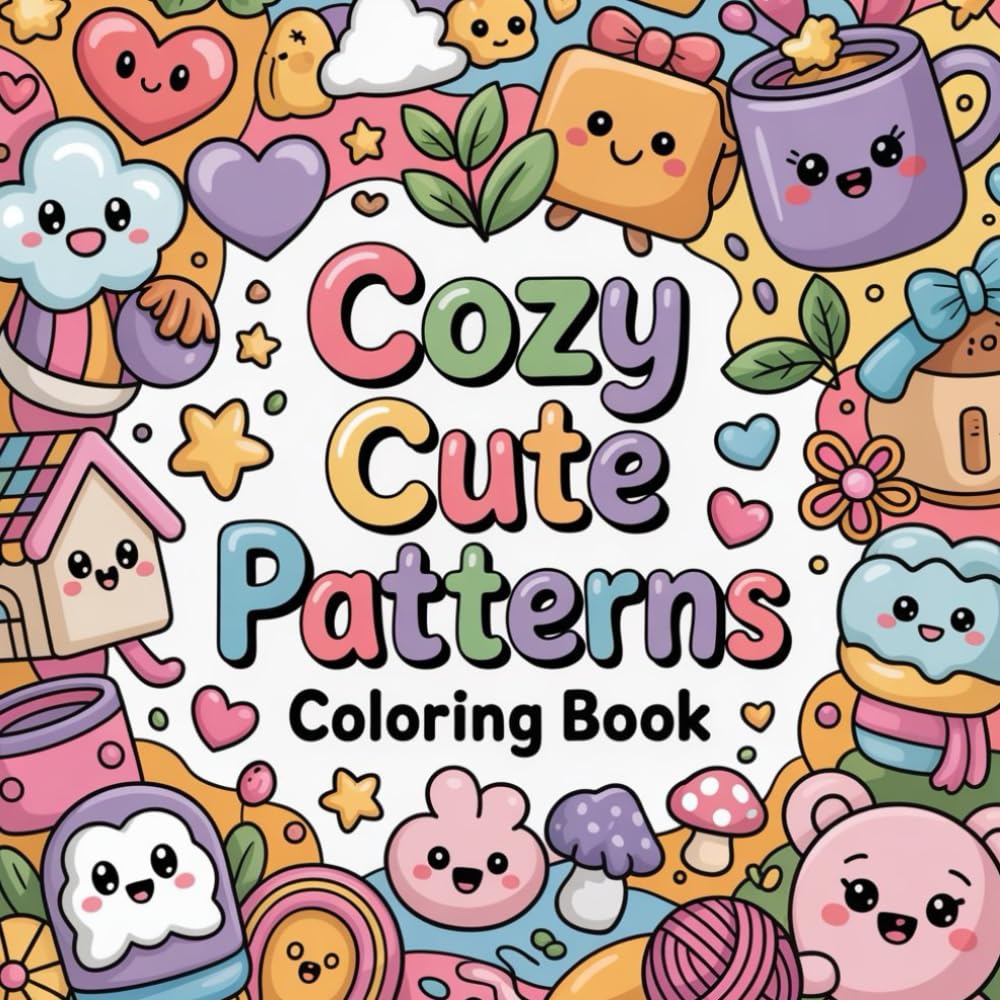 Cozy Cute Patterns Coloring book: cute coloring book for kids, coloring book for adults, kawaii coloring book, Coloring Book for Adults and Kids, Bold ... comfy patterns, calming pattern coloring