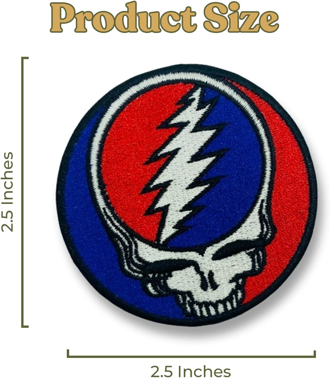Grateful Dead Patch – Steal Your Face Skull Embroidered Patches for Clothes, Strong Adhesive Sticker Applique Embroidery Patches for Clothing, Fabric, Backpack, Hat, DIY