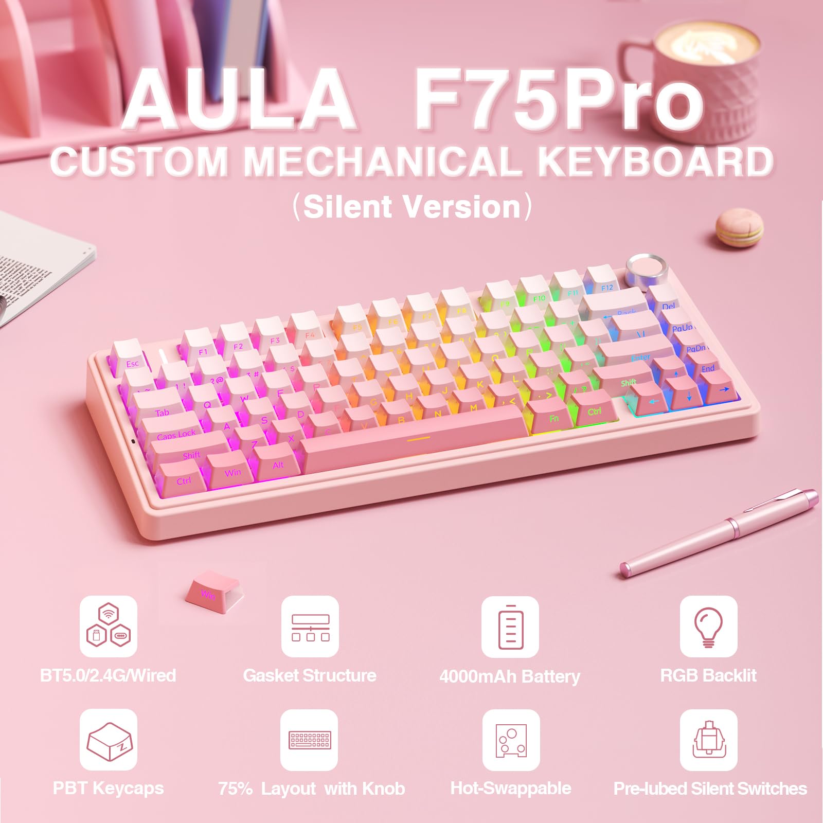Amazon.co.jp: AULA F75 Pro ワイヤレス メカニカル キーボード