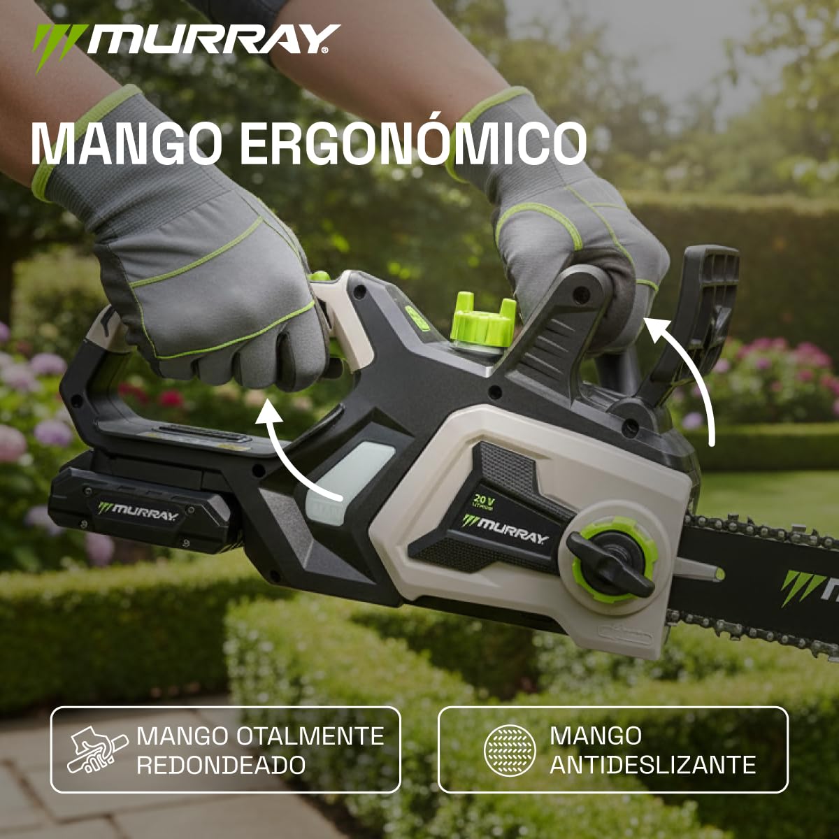 Murray Motosierra Inalámbrica 20V MU-BAT-CS30-KIT – Espada & Cadena 12", Función SDS, Freno de Seguridad Doble – Empuñadura Redonda, Gran Ventana de Aceite – Incluye Batería 4Ah & Cargador