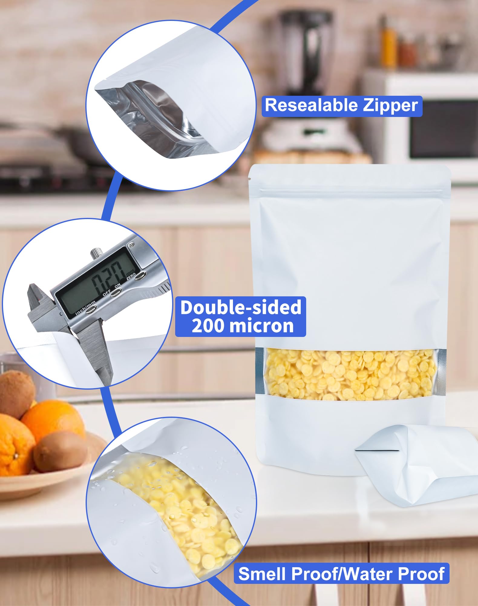 Paquete De 100 Bolsas A Prueba De Olores - Bolsas De Mylar Resellables De 3 X 4 Bolsas De Papel De Aluminio~p120282226