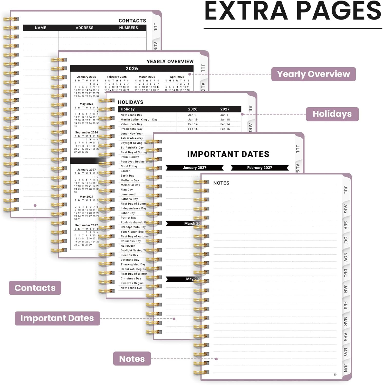 Taja Planner 2026-2027, Jul 2026-Jun 2027 Monthly & Weekly Calendar Book image 5