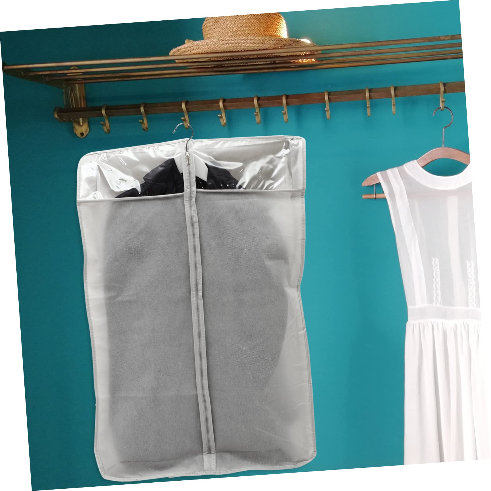 Borsa Porta Abiti con Cerniera 3 Pezzi Non Tessuto | Finestra in Pvc Trasparente, Traspirante e Riutilizzabile, per Guardaroba e Viaggio di Lavoro