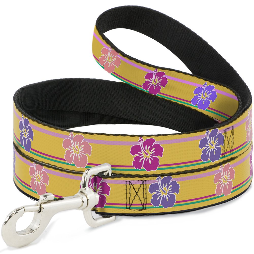 Laisse pour chien motif hibiscus Buckle Down sangle nylon pastel 4 pieds