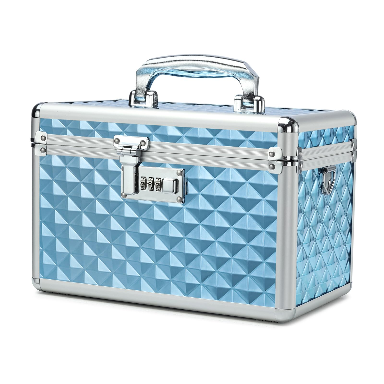 HEWEI WORKS Storage Lock Box with Combination Lock, Lockable Medicine Storage Box, Empty First Aid Box, Security Lockbox, Multipurpose Locking Case for Home and Outdoor Use (Blue, Medium)