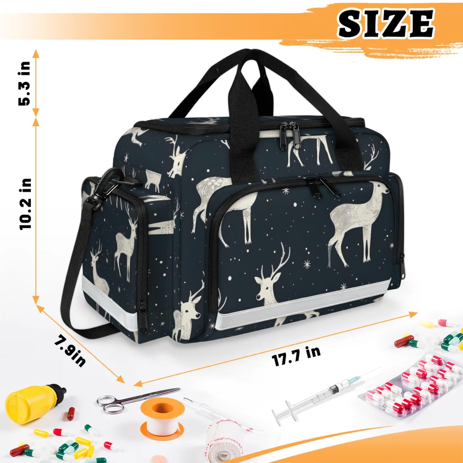 GzLeyigou First Aid Bags Empty, Spotted Deer Emergency Bag First Aid Kit Multiple Compartment Kit Carrier On Call Trauma Bag For Paramedics Emergency Medical Supplies Kit