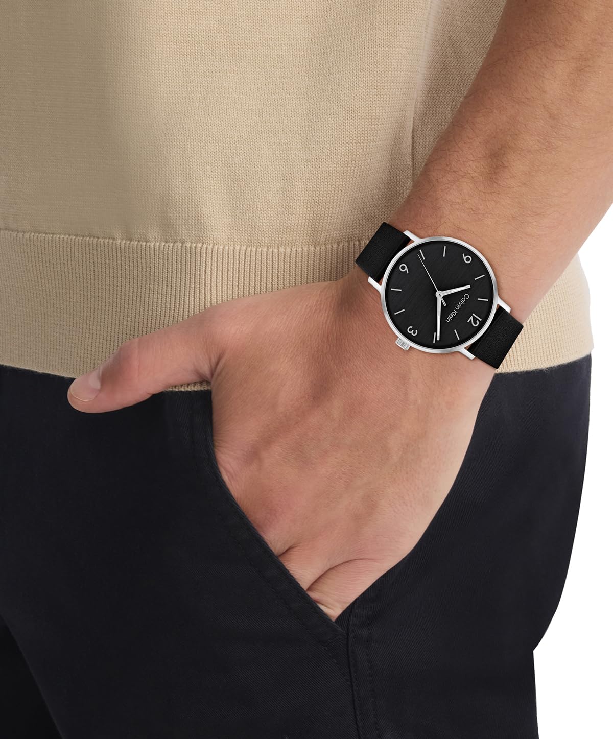 Calvin Klein Orologio con Movimento al Quarzo a Tre Lancette da Uomo Collezione MODERN con Cinturino in Maglia Metallica in Acciaio Inossidabile o in Pelle