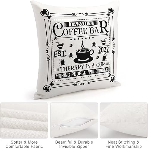 Miniatura 4 de Coffee Decor - Funda de almohada de 18 x 18 pulgadas, funda de almohada de barra de café familiar, fundas de almohada cuadradas para exteriores,