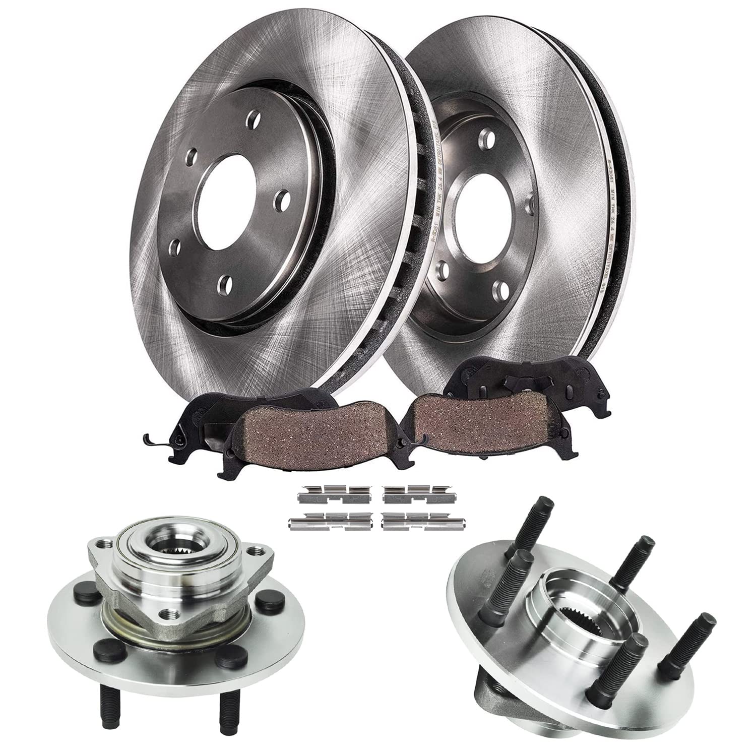 Detroit Axle - Front Wheel Bearing Hubs Brake Kit for 2002-2005 Ram 1500