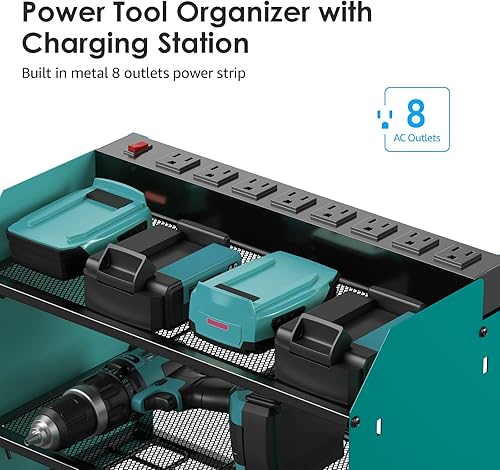Miniatura 35 de CCCEI - Organizador modular de herramientas eléctricas para montaje en pared con estación de carga Estante de almacenamiento con ganchos