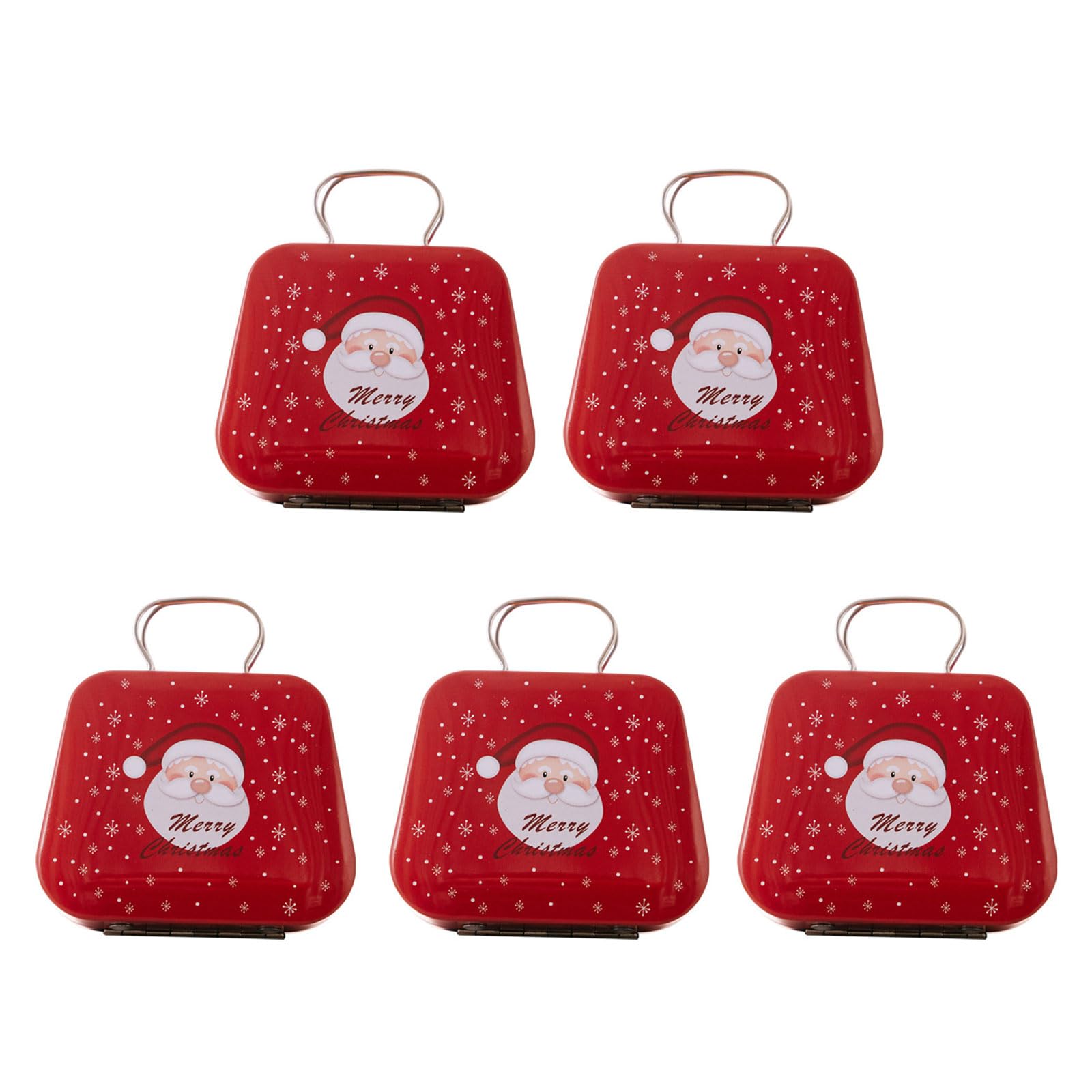 Buxuaaaa Of 5 Holiday Iron Candy Tins Festival Iron Candy Storage Case for Christmas Celebration and Gifting Metal Treat Containers