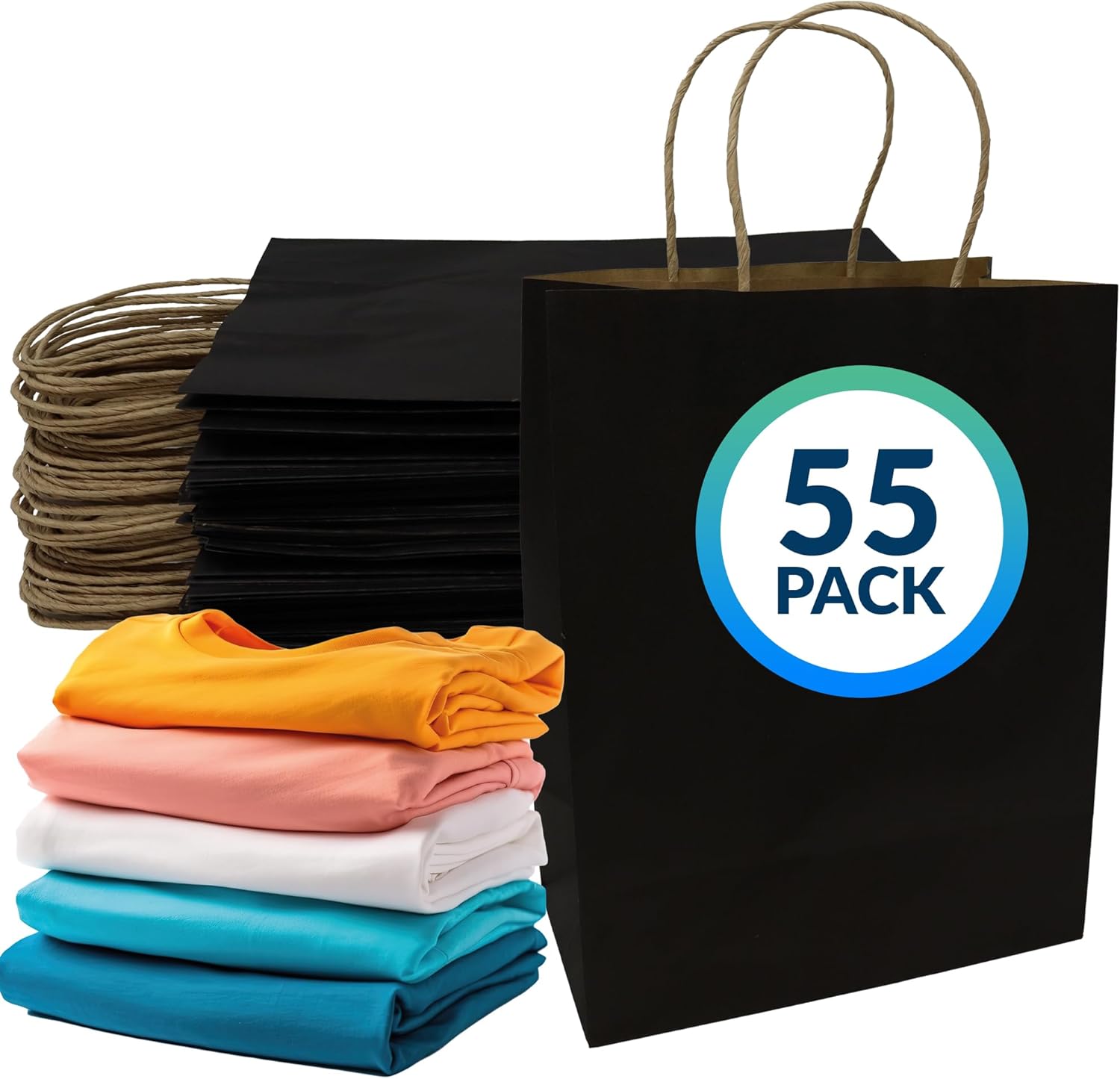 Reli. 8 x 4.5 x 10.25 ハンドル付き紙袋(ブラック) 55パック