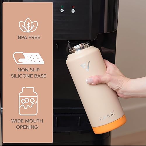 Miniatura 7 de DualSip - Botella de agua reutilizable de acero inoxidable aislada al vacío de 32 onzas  2 tapas (pajilla y pico) a prueba de fugas, sin BPA,