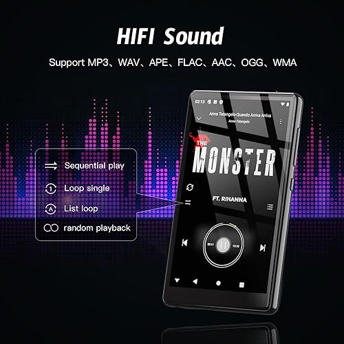 Miniatura 2 de Reproductor MP3 de 160 GB con Bluetooth y WiFi, reproductor MP4 portátil Android de 5 pulgadas, reproductor de niños con altavoces, sonido de alta