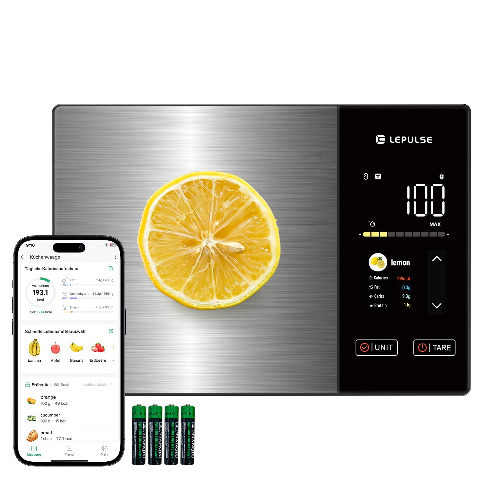 Balance de cuisine numérique avec calcul des valeurs nutritionnelles, balance alimentaire avec 24 analyses nutritionnelles, balance alimentaire en acier inoxydable de 5 kg, écran couleur TFT, 50 hors