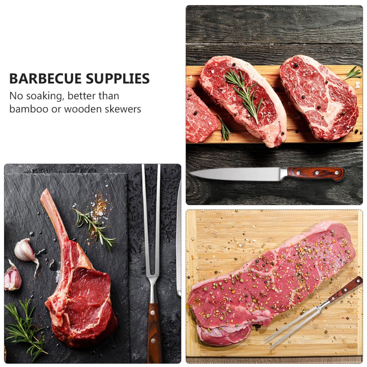 Kichvoe Set di Coltello e Forchetta per Barbecue in Acciaio Inox Riutilizzabile Colore Caffè, Confezionato in Scatola, per Barbecue All'aperto e Grigliate