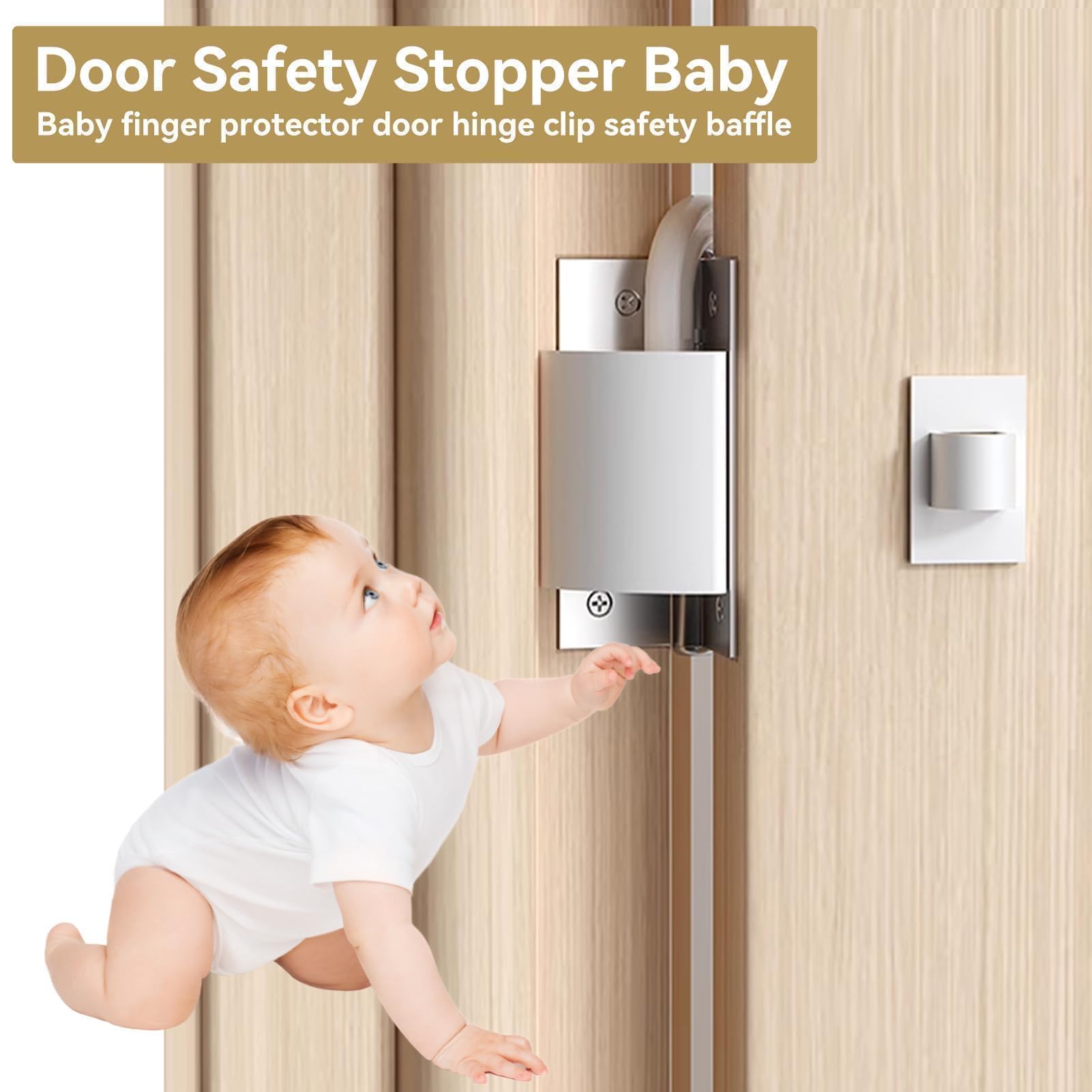Tope de seguridad para puerta de bebé, 8 piezas PP Protectores de pellizco para puerta Tope de puerta Seguridad para niños Bebé Niño Dedo Protector de manos Bisagra de puerta Tapón de seguridad para