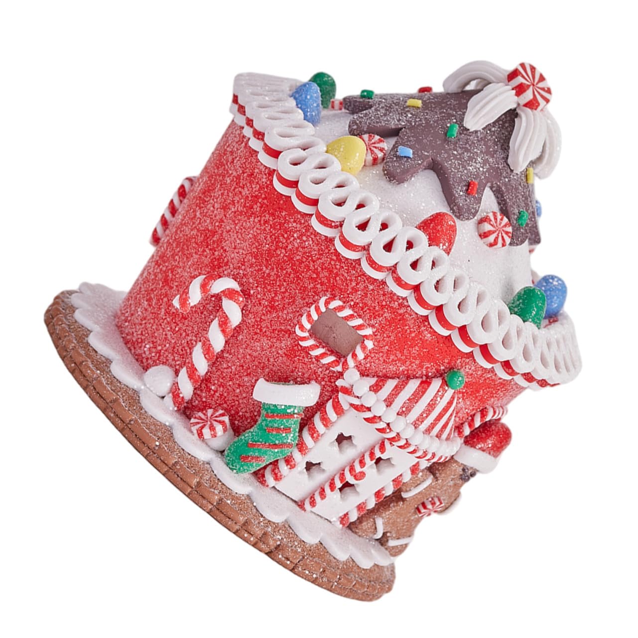 ERINGOGO Castillo de Arcilla Brillante para Decoración Navideña Figura de Casa de Jengibre Iluminada con Luz LED para Escenarios de Mesa de Fiesta