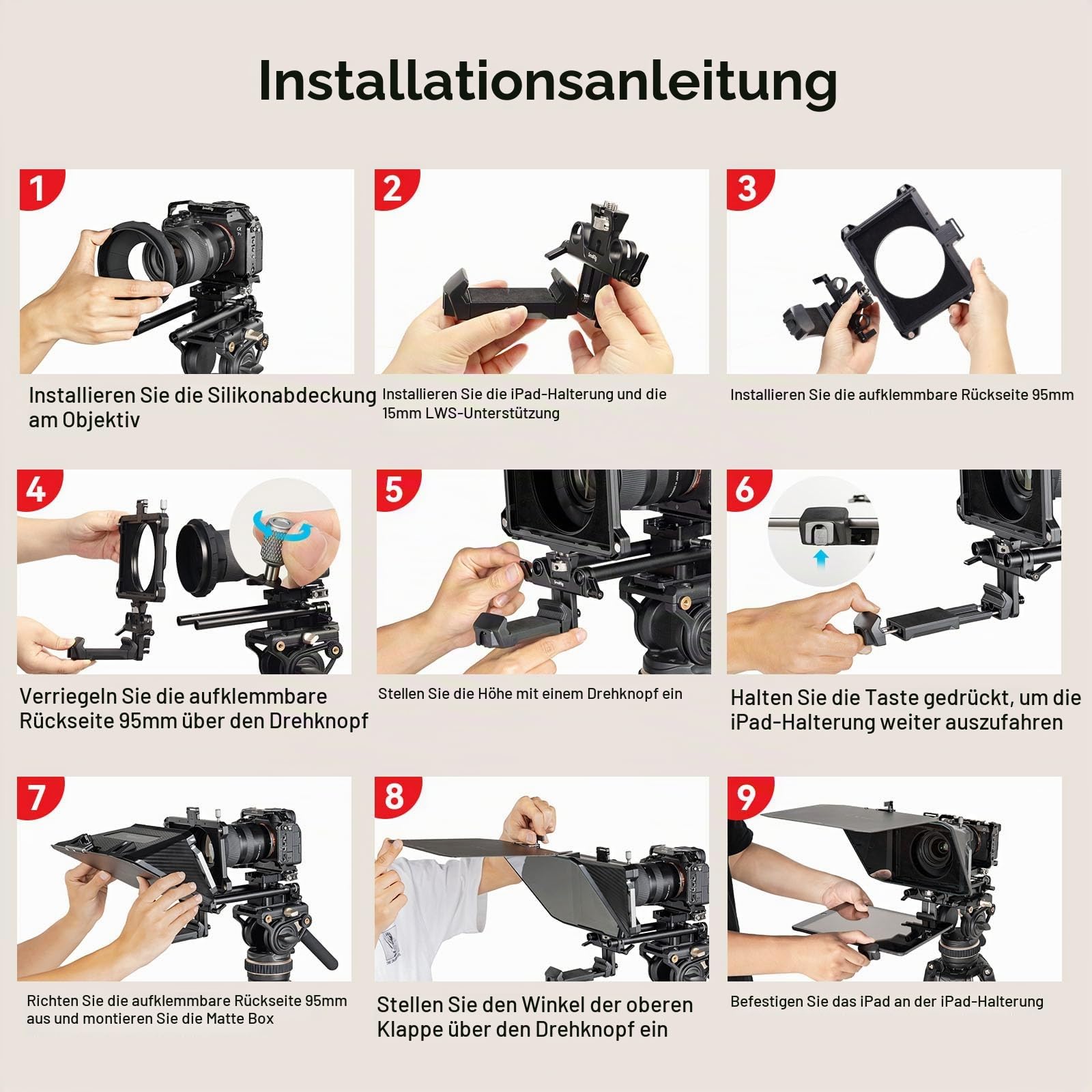 SMALLRIG Teleprompter für iPad für Android-Tablets bis zu 11 Zoll, Nicht für Smartphones, kleine GoGo-APP unterstützt PDF Picture Word TXT, muss mit 15 mm LWS Grundplatte für spiegellose DSLR – 3646B
