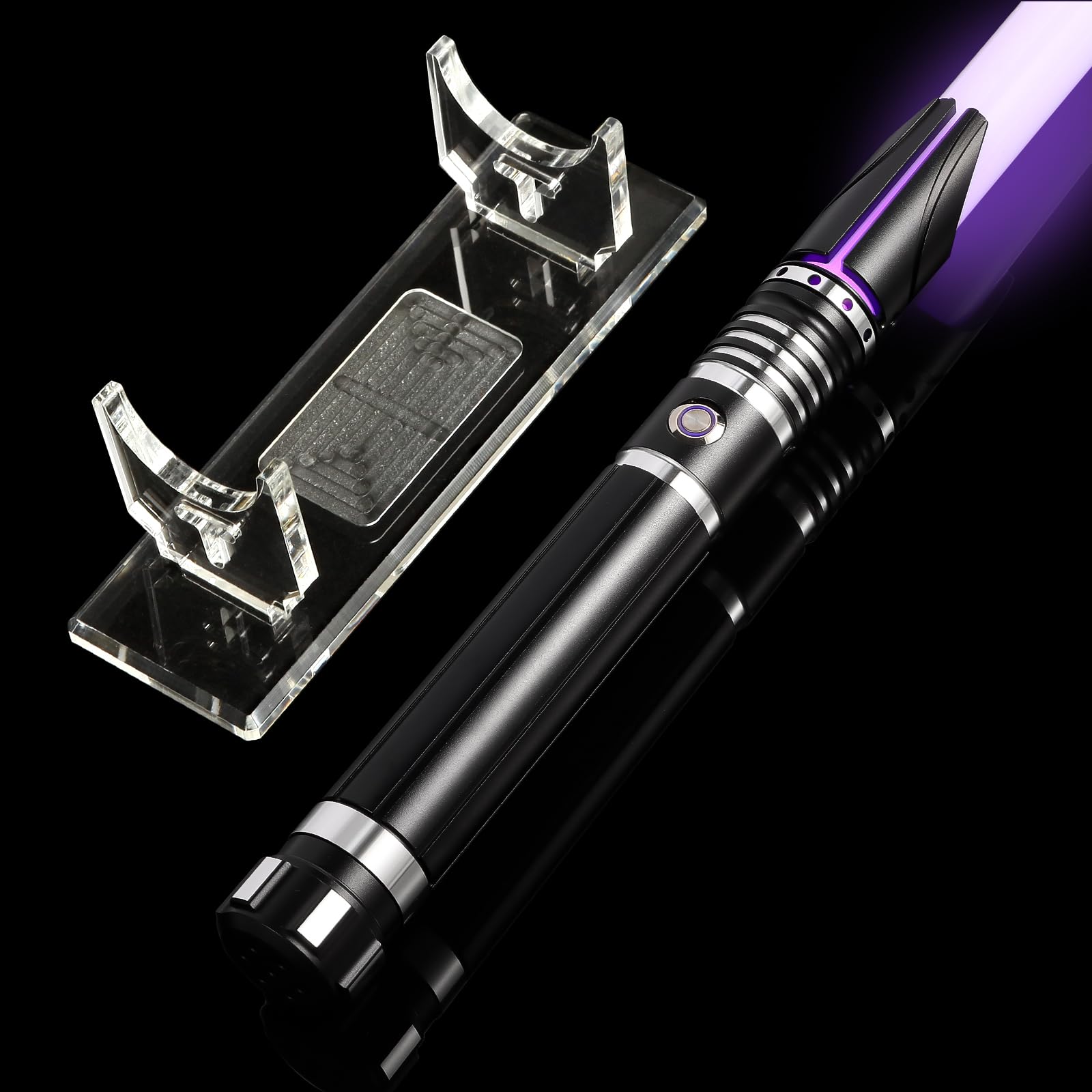 AthlChamp Motion Control Heavy Dueling Lightsaber for Adults, Dueling Light Saber with Heavy Duty Metal Hilt & Thick Blade & 16 Sound Fonts & 12 RGB Colors & Saber Stand, Helmet Design - Black