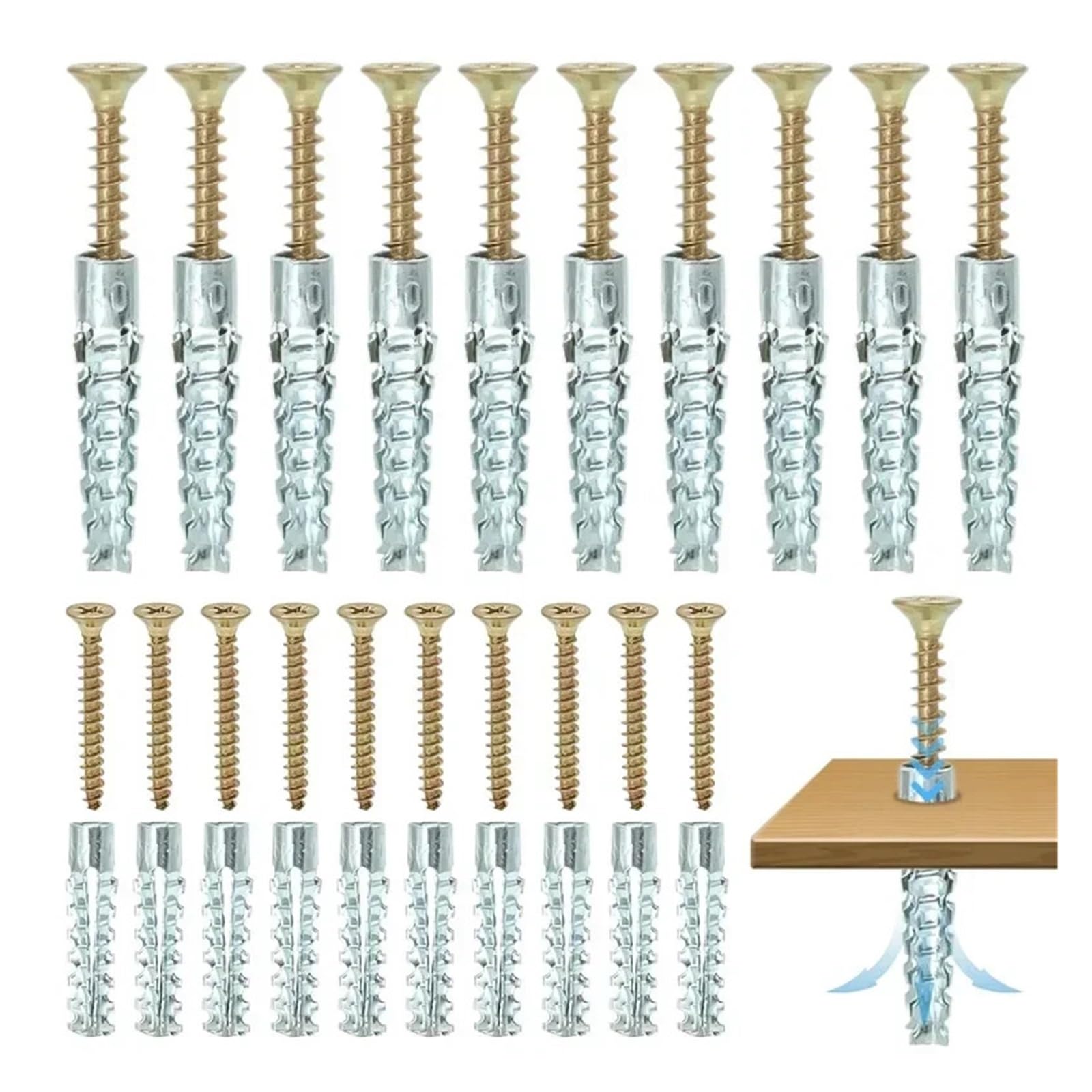 Pernos De Expansión 100 10set tornillos autorroscantes dentados tubo de expansión Metal tapón perforación anclajes pared hormigón sujetador(100sets)