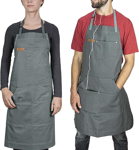 Miniatura 10 de Chef Pomodoro Delantal de chef para hombre y mujer, delantal de cocina con bolsillos y correas ajustables para el cuello, delantal de cocina 100%
