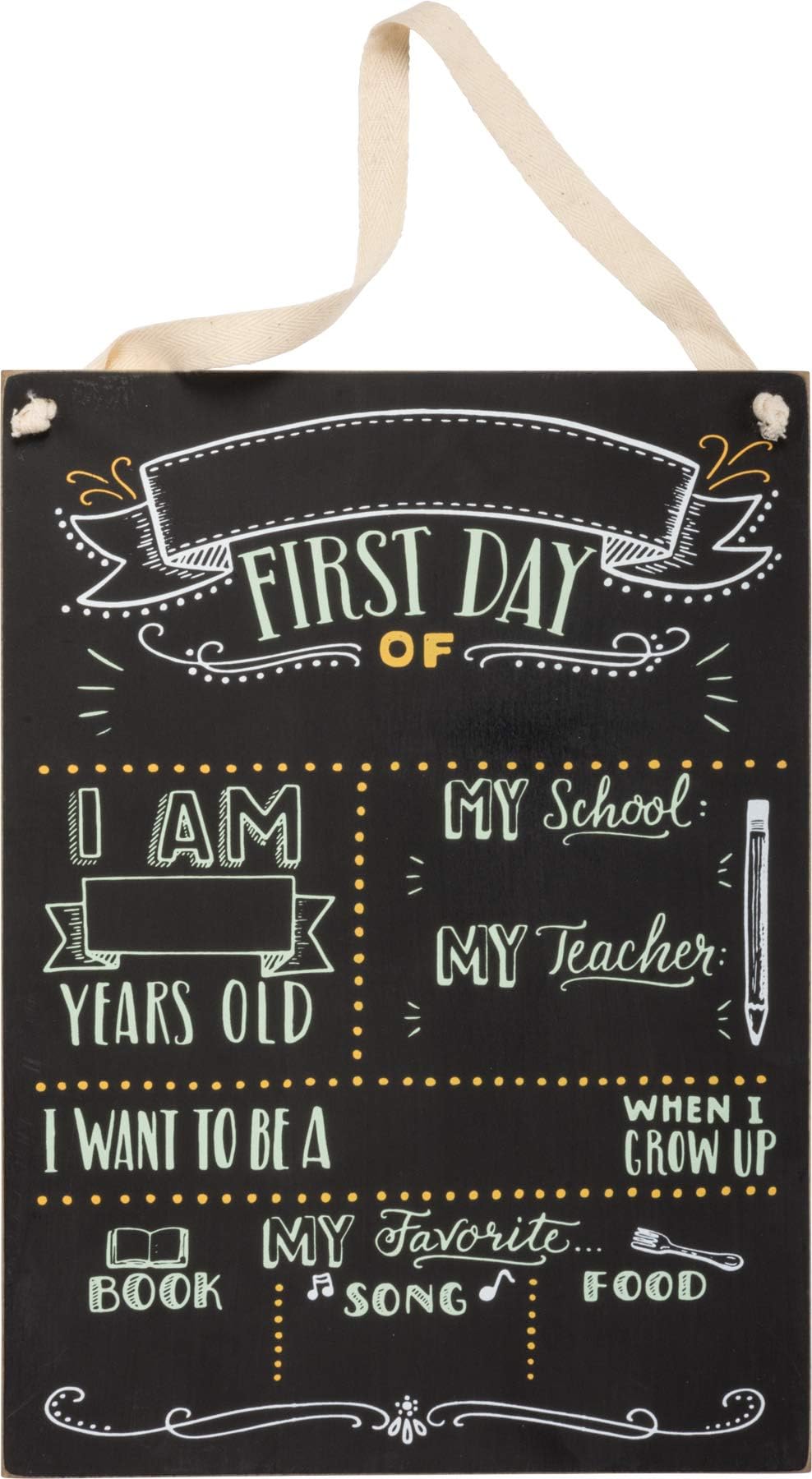 Primitives by Kathy Kids Milestone Chalkboard Sign, 9.5" x 13", My First Day of School