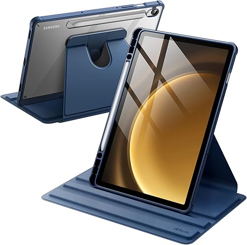 Vista 8 de JETech Estuche giratorio para Samsung Galaxy Tab S10 Lite / S10 FE / S9 FE de 10.9 pulgadas / S9 de 11 pulgadas con soporte para S Pen, cubierta