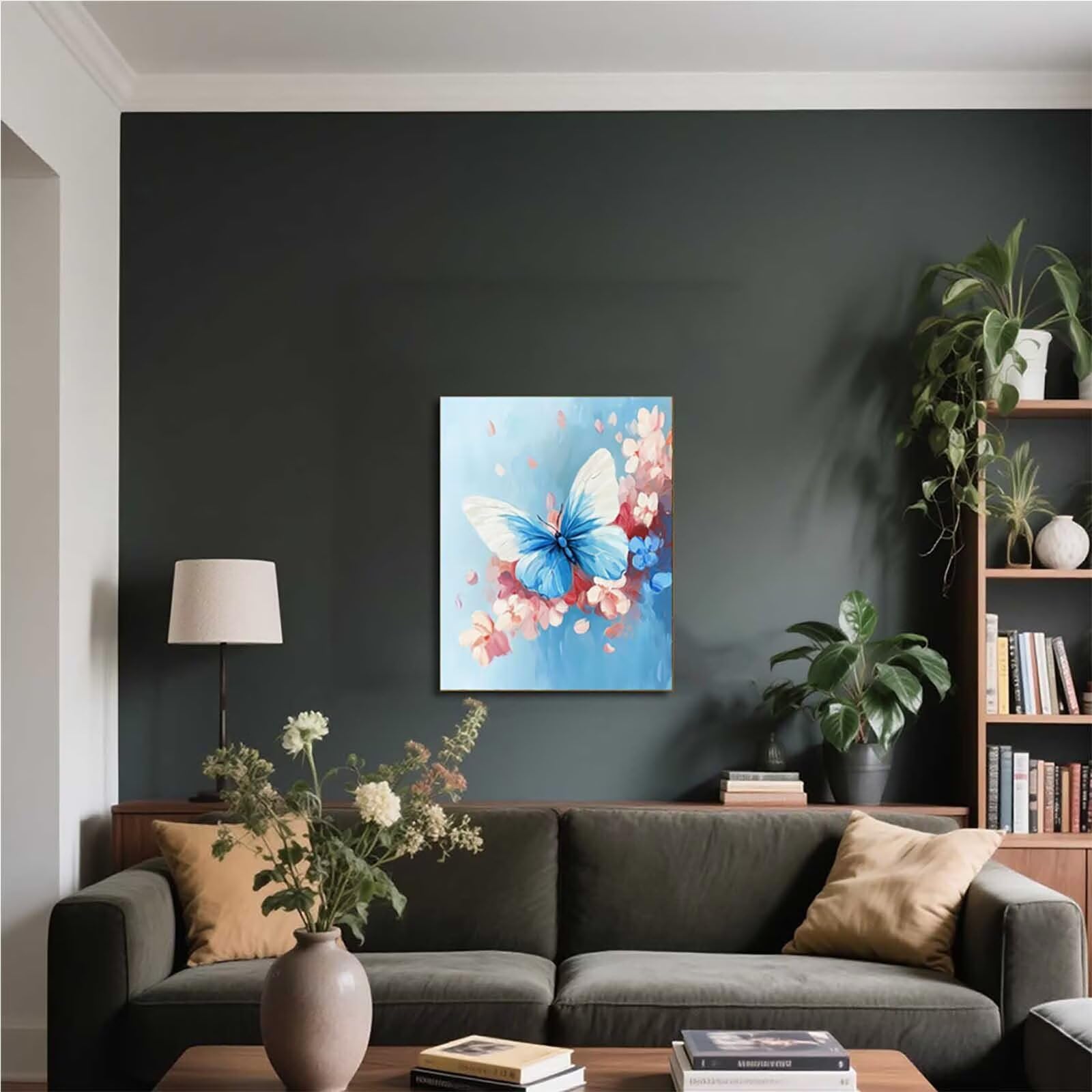 5D Diamond Painting Farfalla Diamond Painting Kit Completo, DIY Disegni con Perline da Attaccare Flower, Diamantini Crystal Art, Strass Ricamo a Punto Croce per Decorazione Casa 80x110cm 5-6562