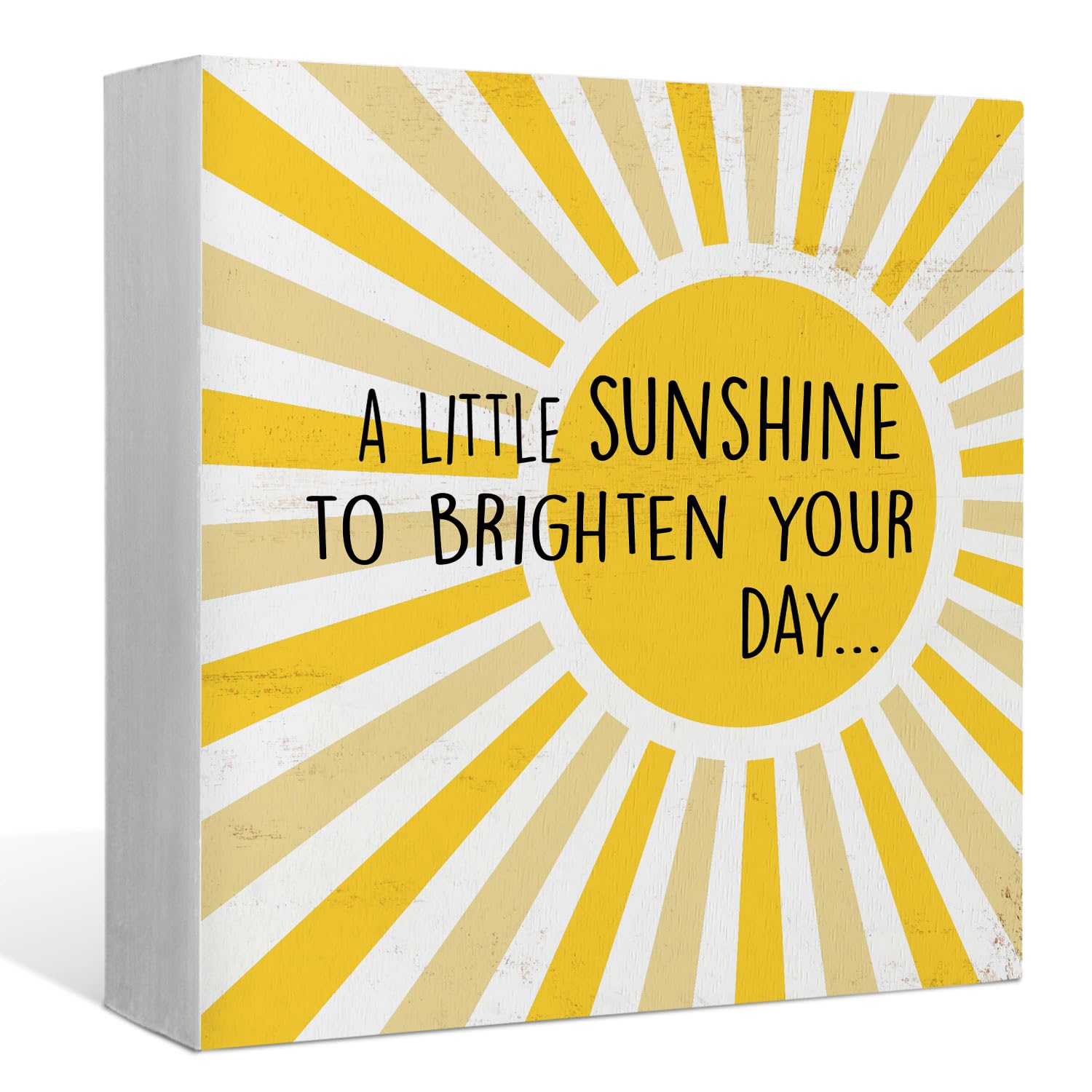 Boho Sun Wood Box Sign - Boho Sun Wooden Block Sign - Inspirational Desk Decor for Home, Bedroom, Girls Room, Wall, Tabletop Shelf