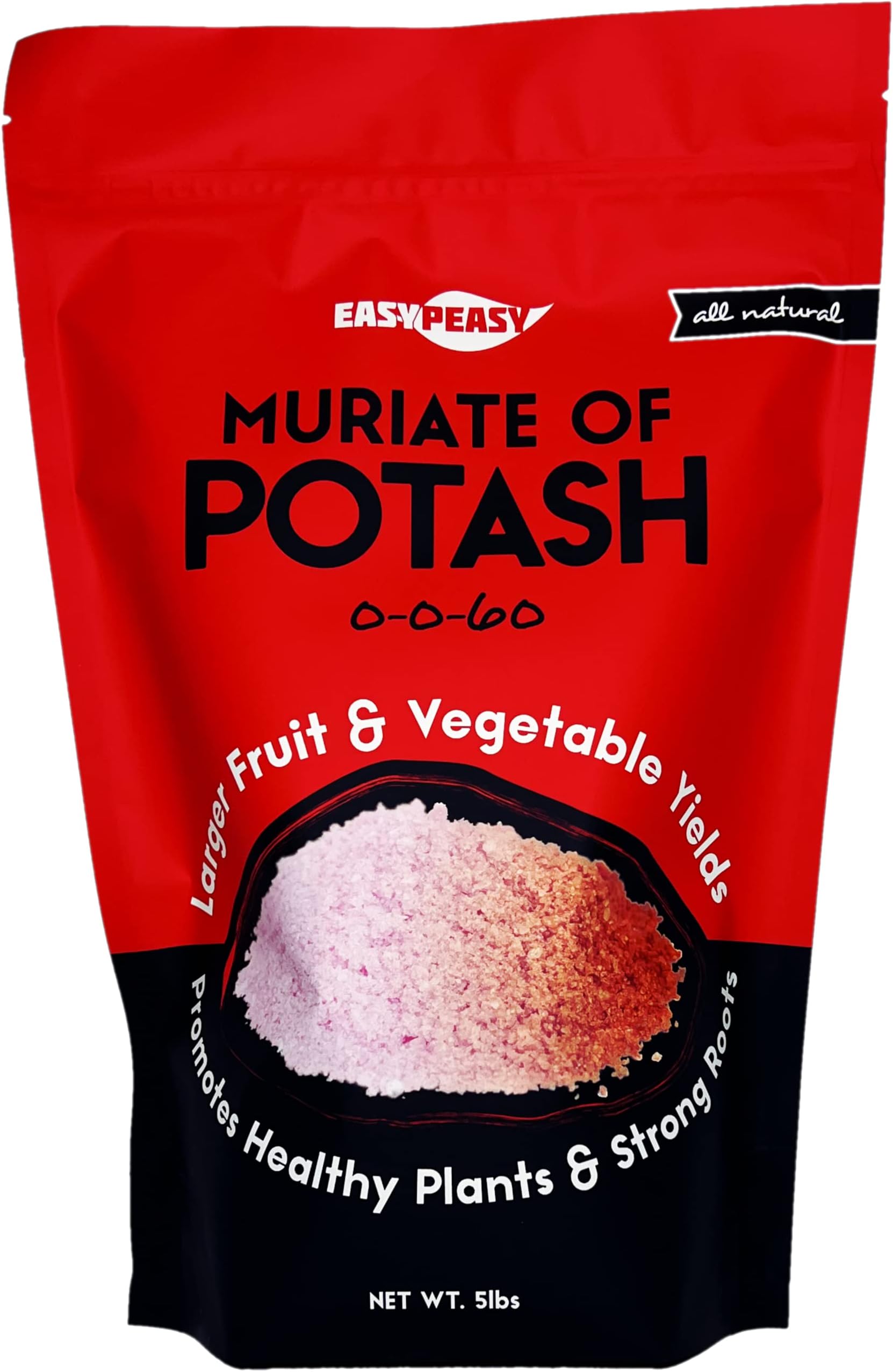 All-Natural Muriate of Potash- Easy Peasy 0-0-60 Potassium (5LB Bag)